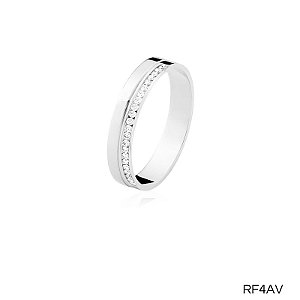 ALIANÇA RF4AV PRATA COM PEDRA
