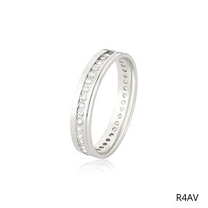 ALIANÇA R4AV PRATA COM PEDRA