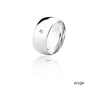 ALIANÇA M10 COM PEDRA PRATA