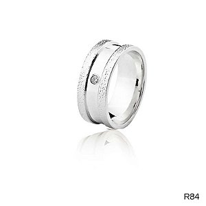 ALIANÇA R84 PRATA COM PEDRA