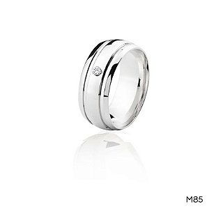 ALIANÇA M85 COM PEDRA PRATA