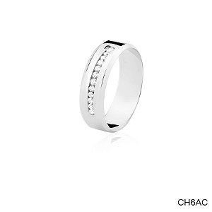 ALIANÇA CH6AC COM PEDRA PRATA