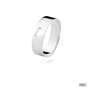 ALIANÇA R5C PRATA COM CORAÇÃO