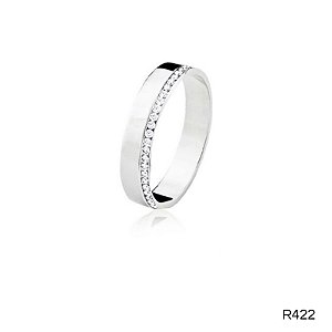 ALIANÇA R422A COM PEDRA PRATA