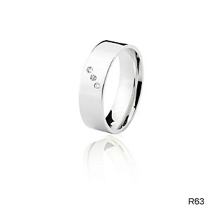 ALIANÇA R63 PRATA COM PEDRA