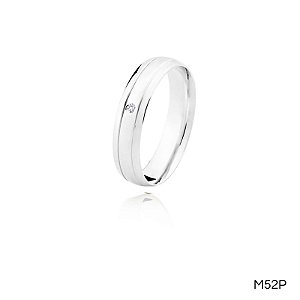 ALIANÇA M52  PRATA COM PEDRA