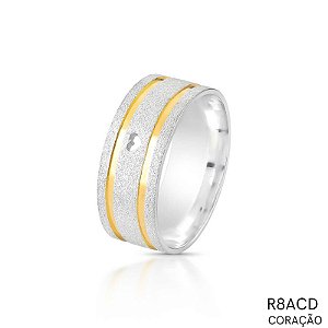 ALIANÇA R8ACD  PRATA COM CORAÇÃO