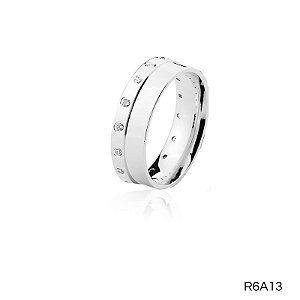 ALIANÇA R6A13 COM PEDRA PRATA