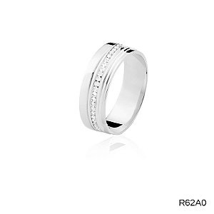 ALIANÇA R6A20 PRATA COM PEDRA