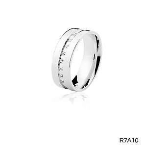 ALIANÇA R7A10 COM PEDRA  PRATA