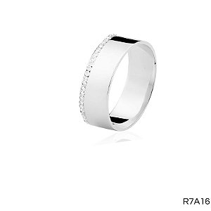 ALIANÇA R7A16 PRATA COM PEDRA