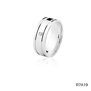 ALIANÇA R7A19 PRATA COM PEDRA