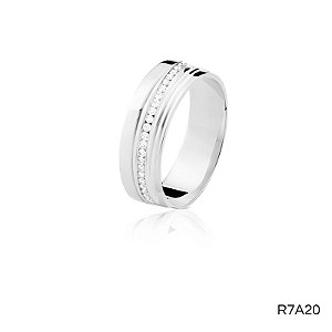 ALIANÇA R7A20 PRATA COM PEDRA