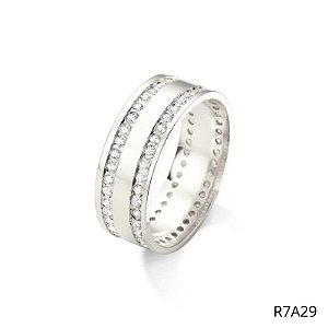 ALIANÇA R7A29 PRATA COM PEDRA