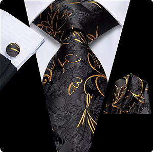 Kit Gravata Masculina em Seda Elegância com 3 itens para Festa Formatura Casamento Aniversário Igreja 3774