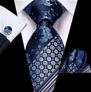 Kit Gravata Masculina em Seda Elegância com 3 itens para Festa Formatura Casamento Aniversário Igreja 3548