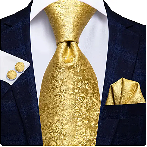 Kit Gravata Masculina em Seda Elegância com 3 itens para Festa Formatura Casamento Aniversário Igreja 3053