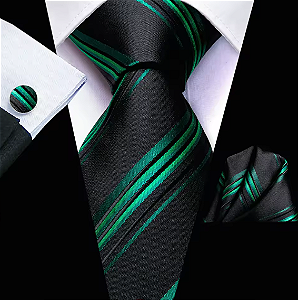 Kit Gravata Masculina em Seda Elegância com 3 itens para Festa Formatura Casamento Aniversário Igreja 3365