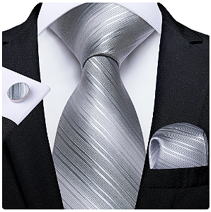 Kit Gravata Masculina em Seda Elegância com 3 itens para Festa Formatura Casamento Aniversário Igreja 7286