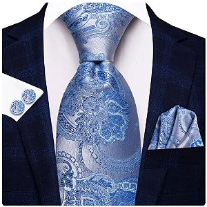 Kit Gravata Masculina em Seda Elegância com 3 itens para Festa Formatura Casamento Aniversário Igreja 3448