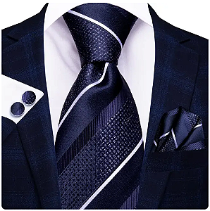 Kit Gravata Masculina em Seda Elegância com 3 itens para Festa Formatura Casamento Aniversário Igreja 3373