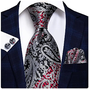 Kit Gravata Masculina em Seda Elegância com 3 itens para Festa Formatura Casamento Aniversário Igreja 0359