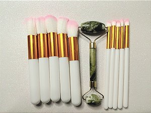 Kit de pincel e massageador dor de rosto