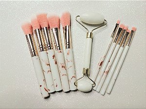 Kit de pincel e massageador dor de rosto