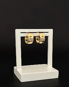 Brinco Argola Lisa Banhado a ouro Cravejada
