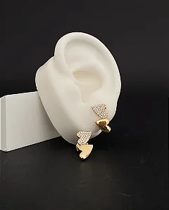 Coração duplo liso e Brilho Banhado ouro