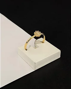 Anel Solitário detalhe Zircônia Banhado Ouro
