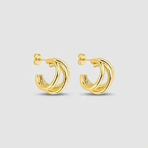 BRINCO ARGOLA TRÊS FIOS BANHADO A OURO