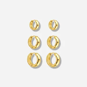 TRIO ARGOLA LISA BANHADA A OURO