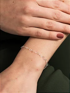 Pulseira de Prata 925 Mini Corações