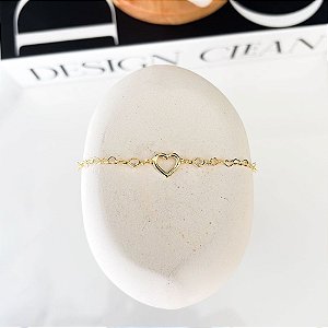 Pulseira Coração Delicado Banhada Ouro