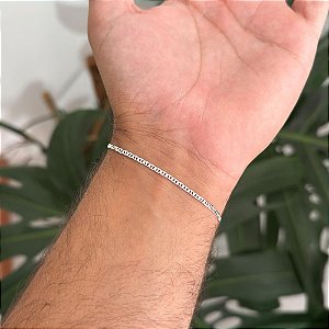 Pulseira Masculina Fechadura Banhada Prata