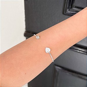 Bracelete Coração + Ponto De Luz Banhada Prata