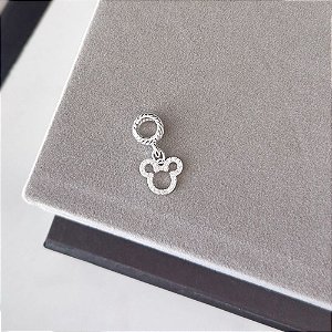 Berloque Mickey Cravejado Banhada Prata