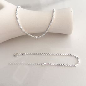 Conjunto Fio Baiano Banhada Prata