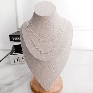 Colar 3 Correntes Banhada Prata