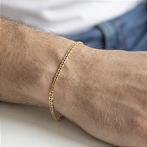Pulseira Masculina Piastrine 2,2mm Banhada Ouro 18K