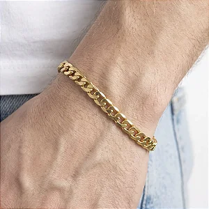 Pulseira Masculina Grumet 5mm 21cm Banhado a Ouro 18k