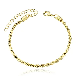 Pulseira Cordão Baiano 3mm Banhada a Ouro 18k