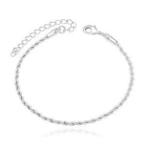Pulseira Cordão Baiano 2mm Banhado a Prata 1000