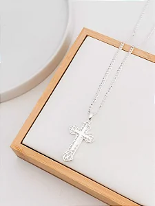 Cordão Grumet com Crucifixo Trabalhado