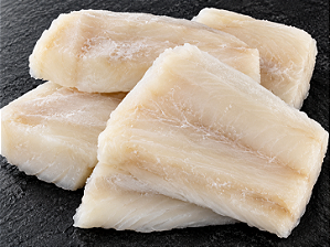 BACALHAU ( GADUS MORHUA) FILE EM PEDAÇOS CONG. - kg 139,90 -cx-10kg