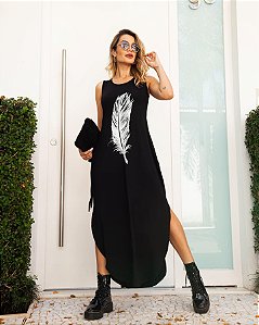 Vestido Viscolycra Pena Preto