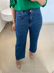 Jeans cintura alta con lazada