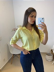 Camisa Viscolinho Faby Amarelo Bebê