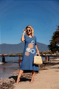 Vestido Viscolycra Bolhas Azul